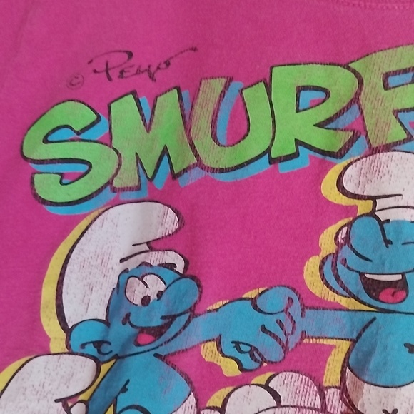 Smurfs Vintage Pink Girl's T-shirt Size L - Picture 3 of 6